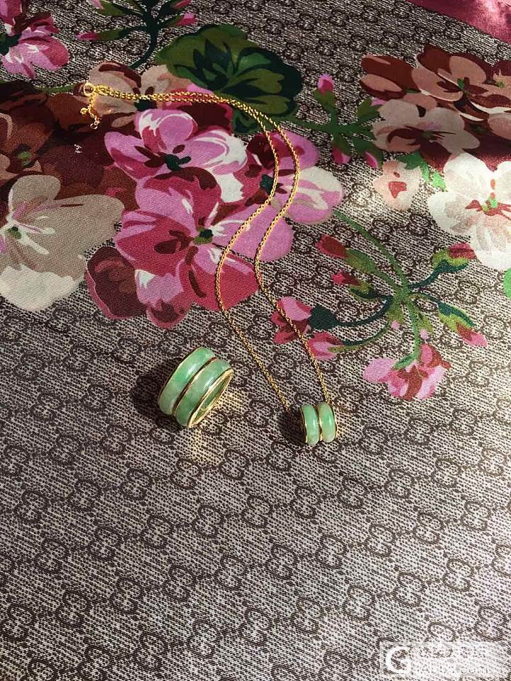 翡翠双环套装，我喜欢的简约_吊坠翡翠
