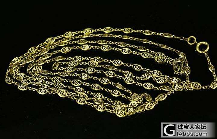 西洋古董首饰法国 超美18k黄金项链 长152厘米_古董首饰
