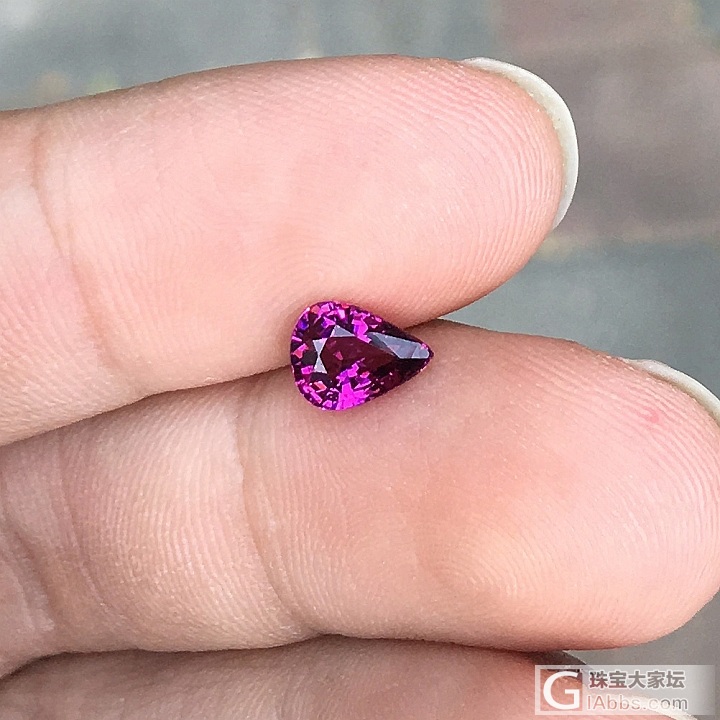 1.05ct 坦桑尼亚 纯紫 紫色 紫牙乌 水滴 石榴石 戒指 镶嵌定制_石榴石刻面宝石