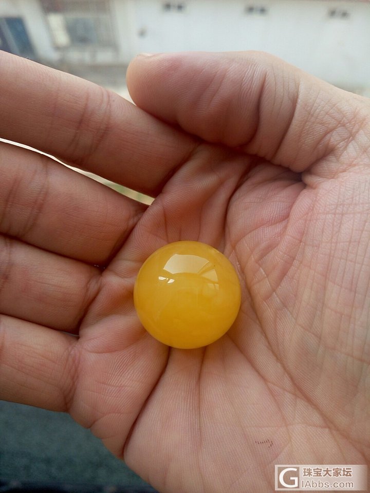 欣赏，鸡油黄大珠子！_配件蜜蜡