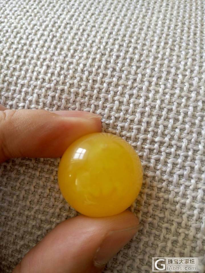 欣赏，鸡油黄大珠子！_配件蜜蜡