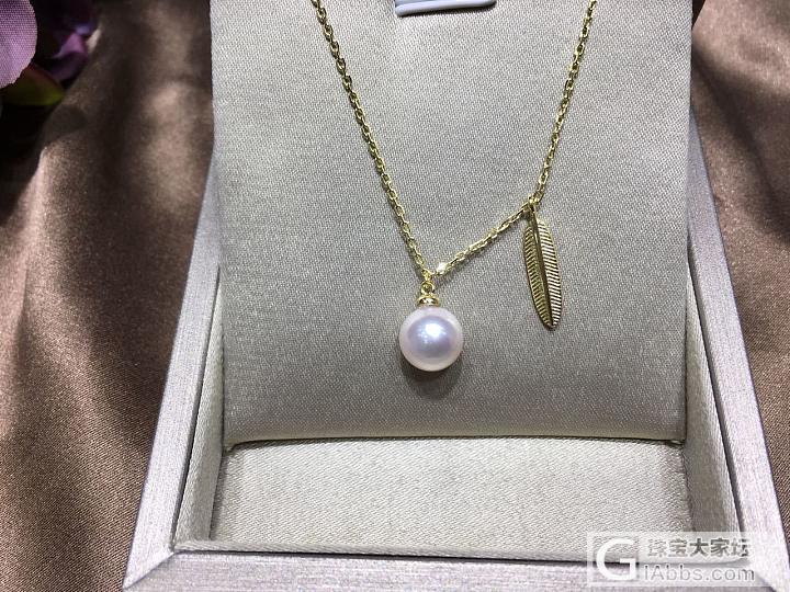 新款纯银锁骨链，日本akoya，8-8.5mm。正圆微瑕微粉。链长40加5公分。..._项链海水珍珠