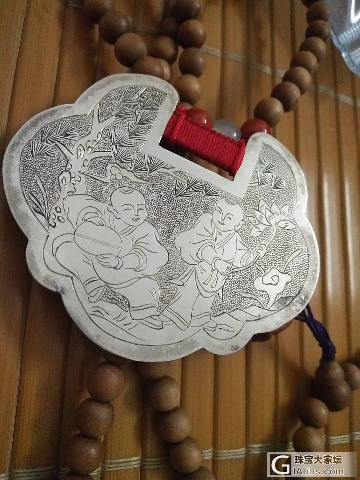 珍珠链配老锁片_吊坠老银