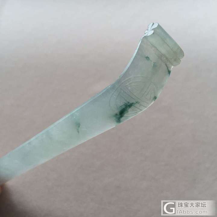 清代老翡翠团寿发簪_簪子翡翠