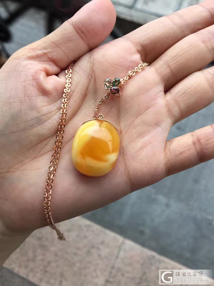 俄料 花蜡18k碧玺扣头吊坠_吊坠琥珀蜜蜡