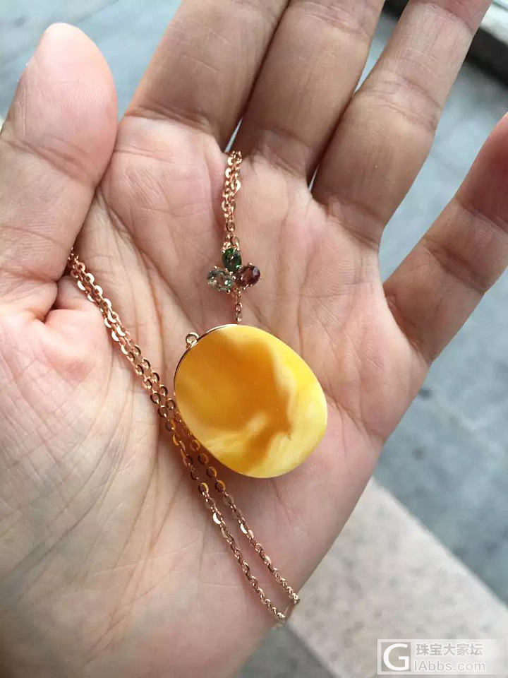 俄料 花蜡18k碧玺扣头吊坠_吊坠琥珀蜜蜡