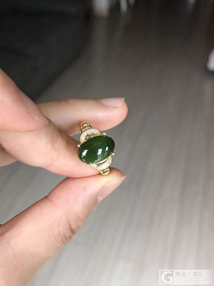 碧玉戒指。自己镶嵌的。全新转_碧玉戒指