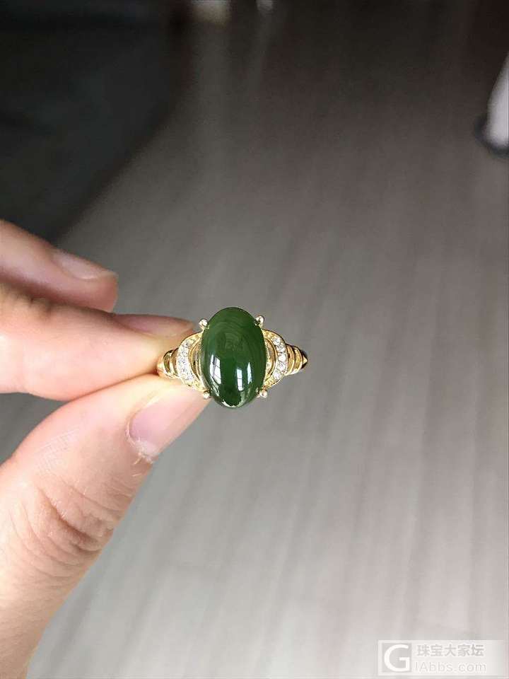 碧玉戒指。自己镶嵌的。全新转_碧玉戒指