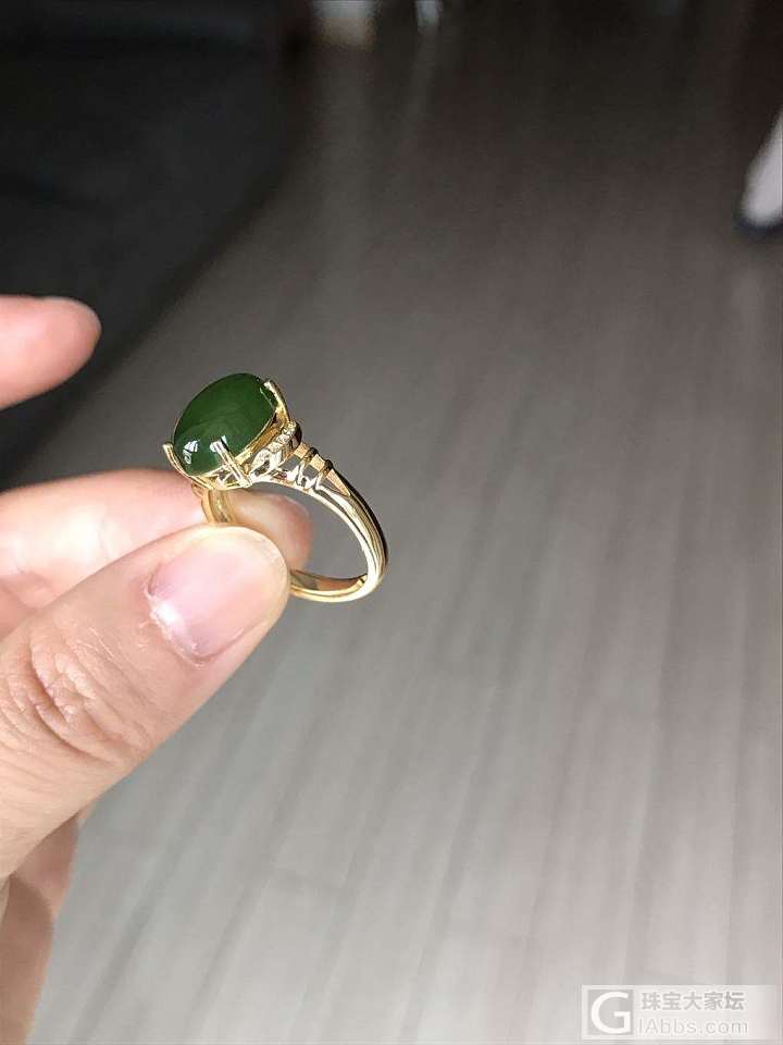 碧玉戒指。自己镶嵌的。全新转_碧玉戒指