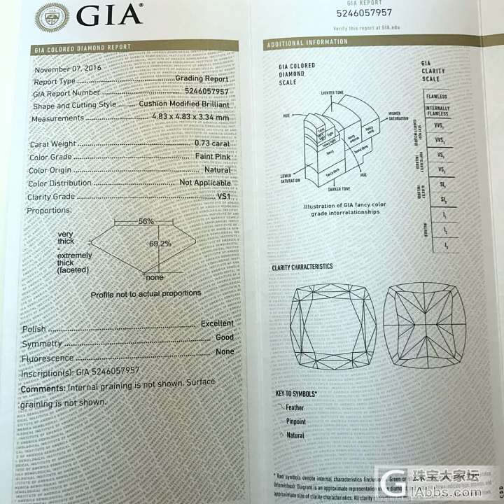 GIA粉钻戒指 豪华镶嵌 73分_戒指彩钻