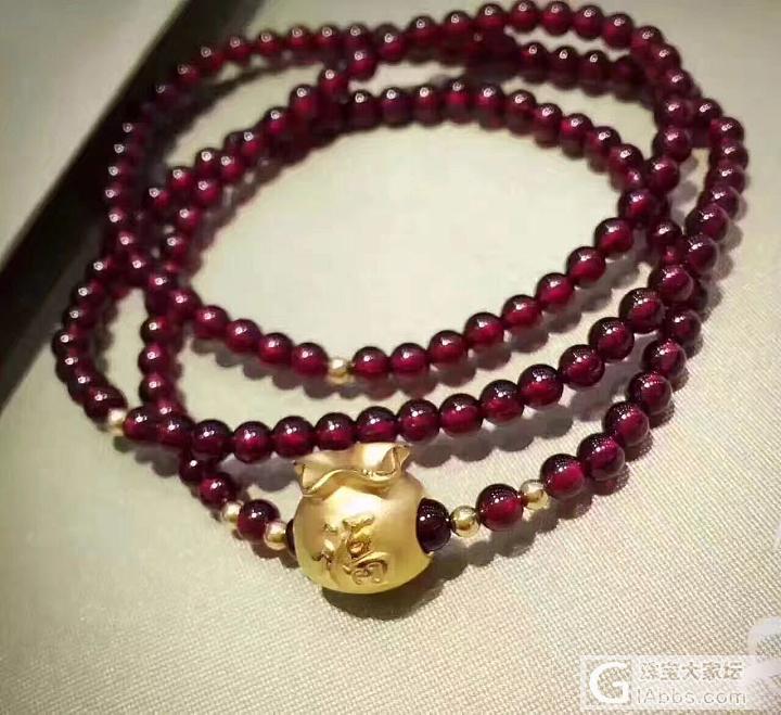 硬金999 双面福袋路路通🔻搭配天然石榴石➕18k金珠_珠串石榴石