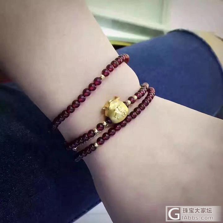 硬金999 双面福袋路路通🔻搭配天然石榴石➕18k金珠_珠串石榴石