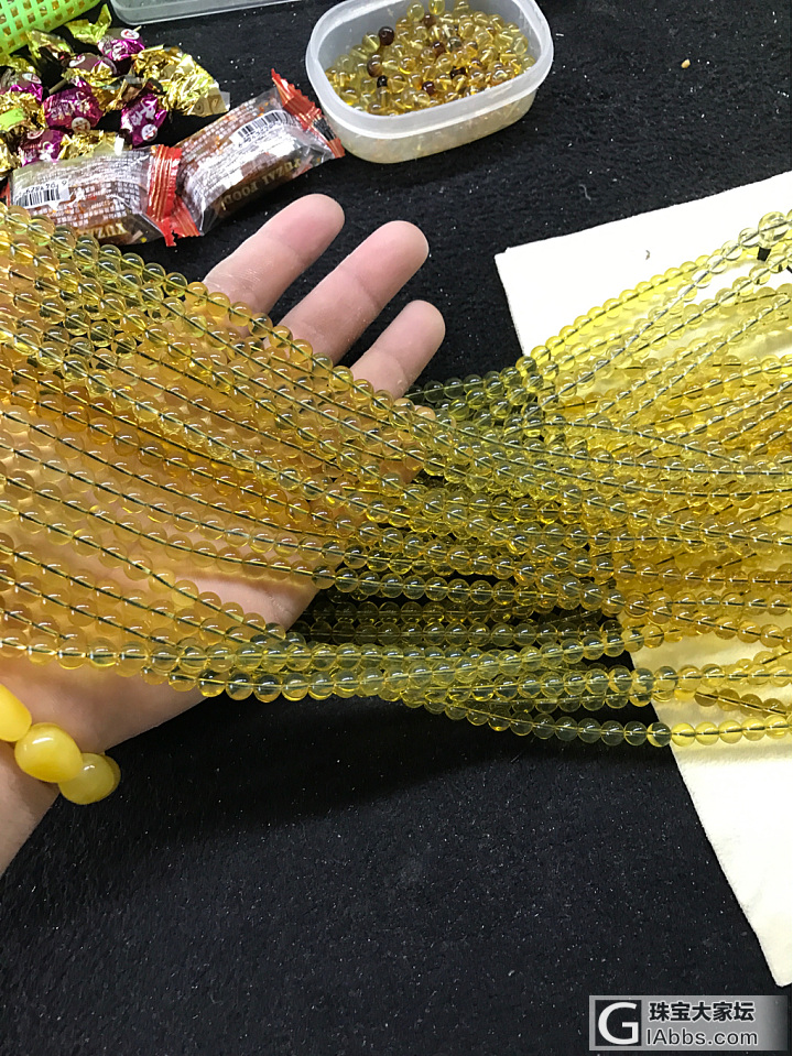 天然墨西哥蓝珀108佛珠手链_珠串蓝珀