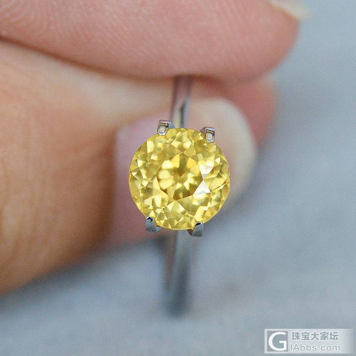 2.13ct 天然 vivid yellow 艳黄 圆形 锆石 GemArt_锆石刻面宝石