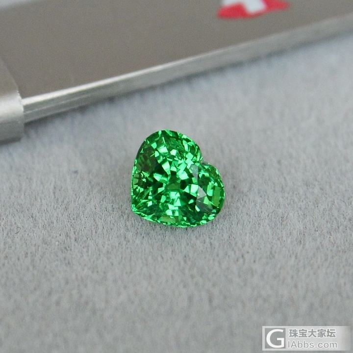 0.88ct 坦桑尼亚 艳绿 沙弗莱 vivid green 心形 GemArt_刻面宝石沙弗莱