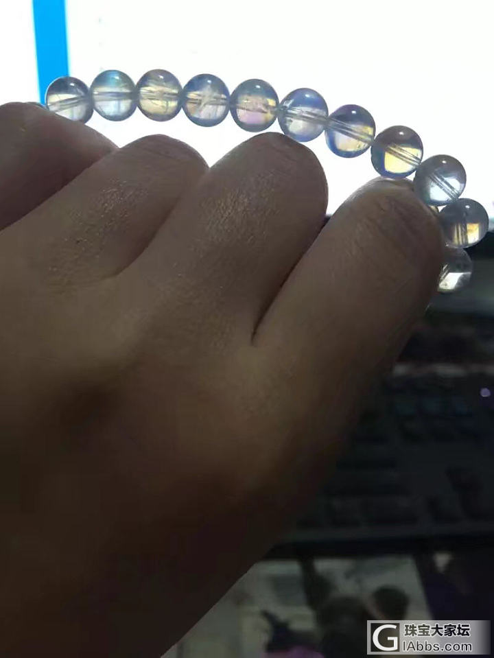 出石榴石近净体紫牙乌 全彩白水体月光石 奶油月光石等_紫水晶石榴石天河石月光石珠串