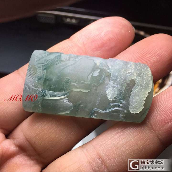 个性定制---冰种兰花山水牌_玉工挂件