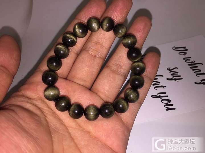 金曜石猫眼1.0手串欣赏_黑曜石