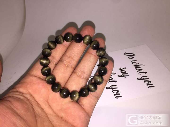 金曜石猫眼1.0手串欣赏_黑曜石