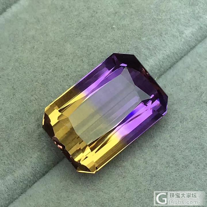 美色紫黄晶裸石，颜色分明！晶体干净水灵！🔥彩🔥爆！重：15.77克拉，规格：27..._刻面宝石紫黄晶
