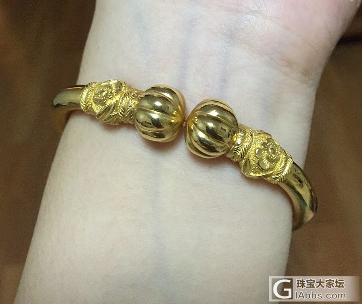 这就是珍哥说的那个做工一般的南瓜镯——梅兰竹高能南瓜_手镯金
