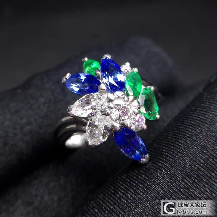 蓝与绿的碰撞_设计戒指名贵宝石