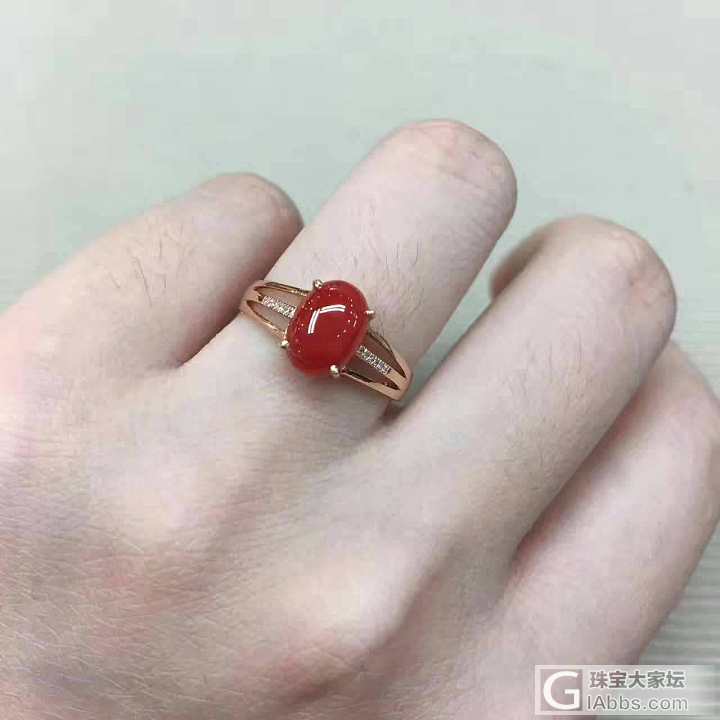 🌸红珊瑚日本阿卡牛血戒指💍18k玫瑰金镶嵌！雍容华贵，简约大方_戒指珊瑚