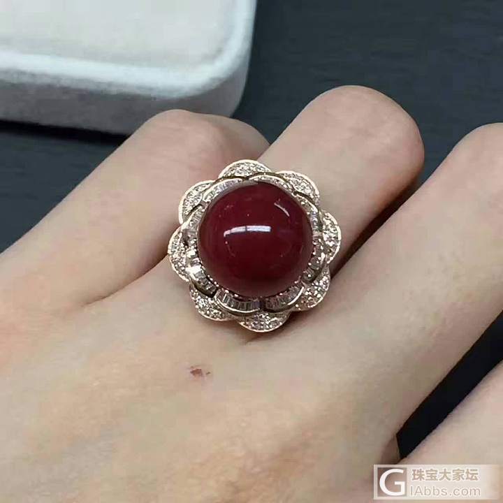 🍀日本阿卡牛血红圆珠戒指💍18k玫瑰金豪华镶嵌！雍隆华贵！_戒指珊瑚