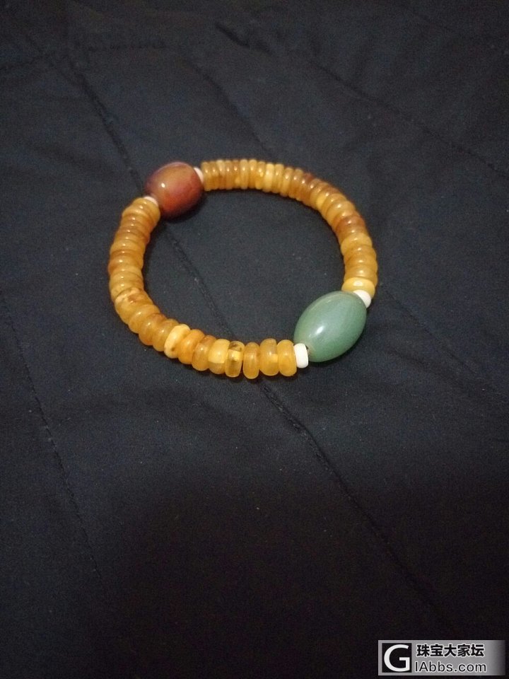 之前的琥珀手钏重新DIY_串珠琥珀