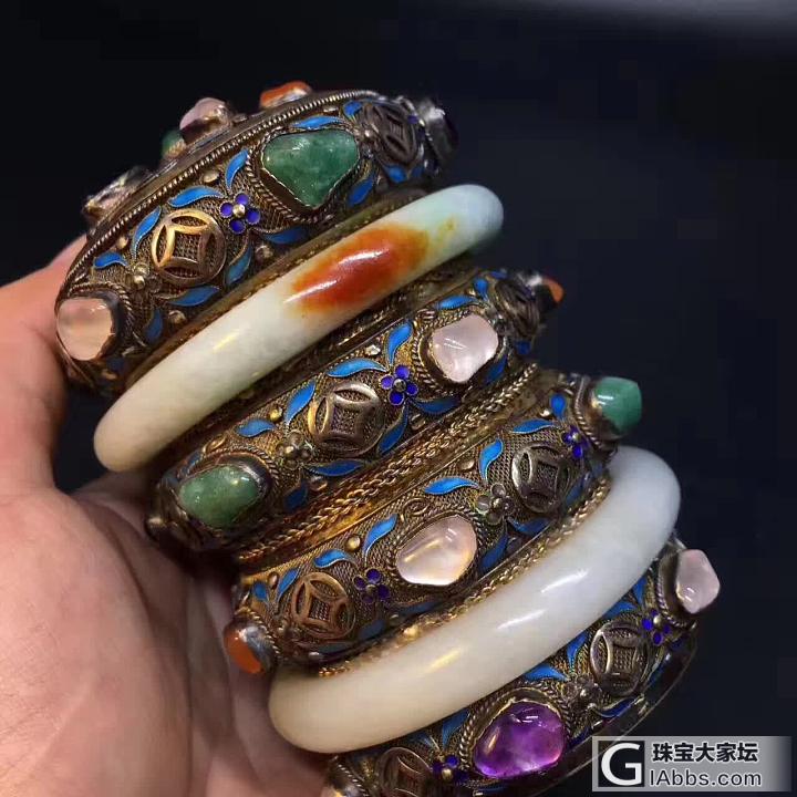 清代银掐丝鎏金翡翠茶叶罐_古董首饰
