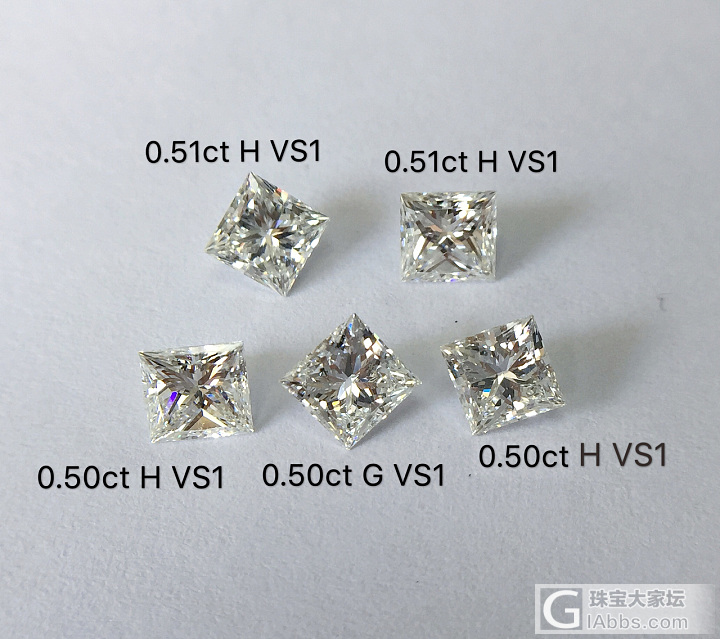 【上新现货】gia50分51分squ证书are公主方钻石h色g色