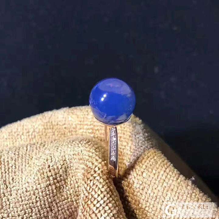 多米尼加天空蓝女士戒指。10mm珠18k玫瑰金+天然钻石镶嵌，14-19#圈口_戒指蓝珀