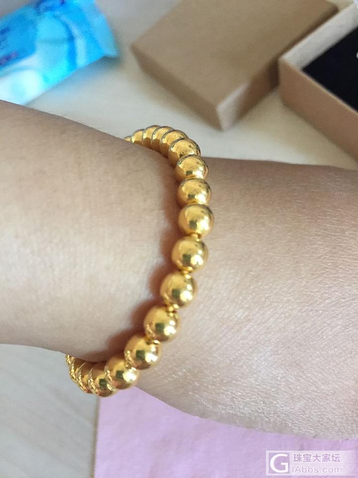 6mm金珠手链穿好了，很喜欢。_手链珠串金