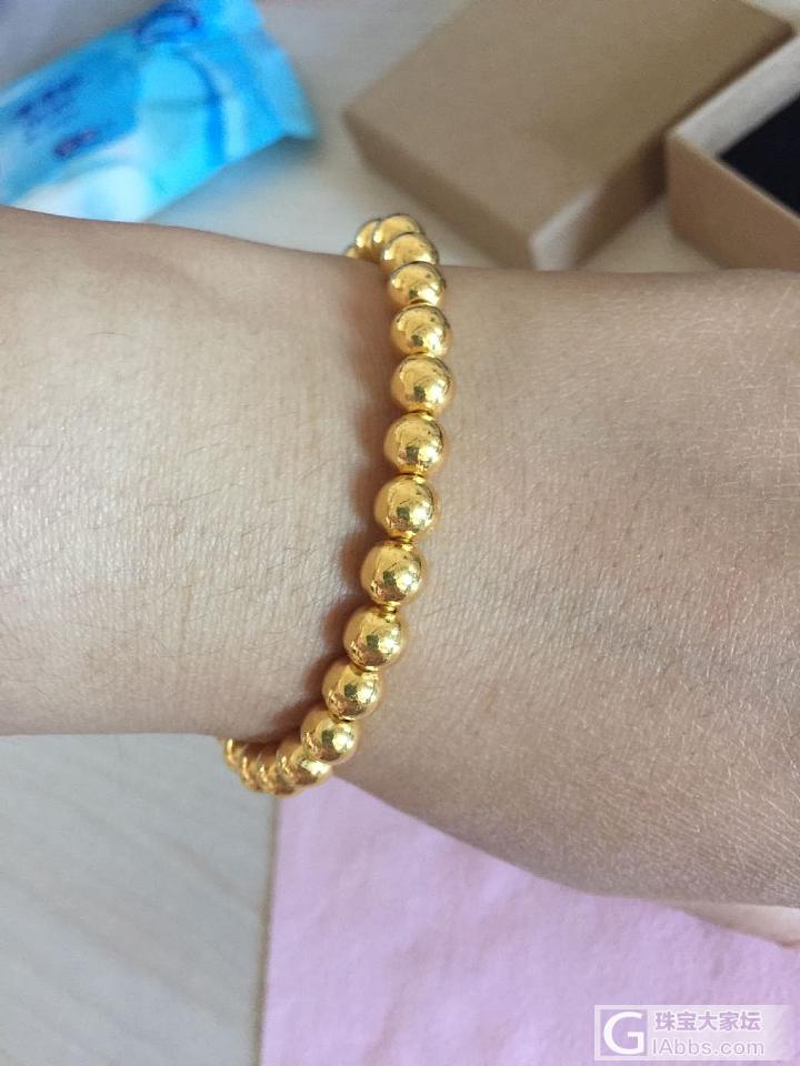 6mm金珠手链穿好了，很喜欢。_手链珠串金