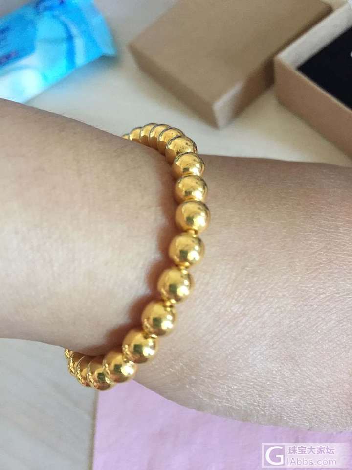 6mm金珠手链穿好了，很喜欢。_手链珠串金
