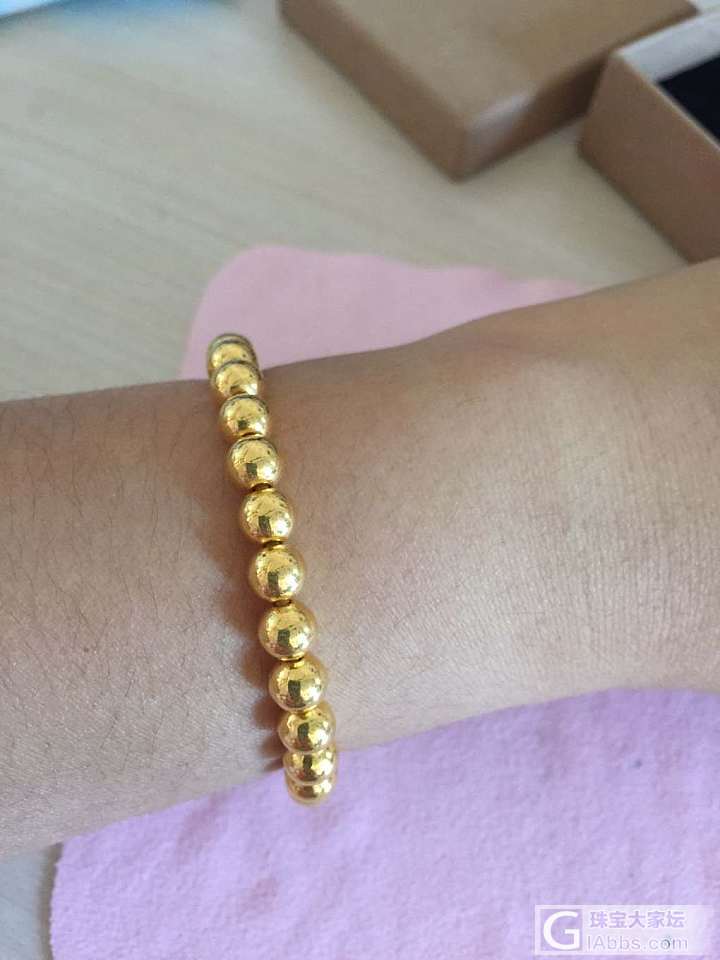 6mm金珠手链穿好了，很喜欢。_手链珠串金