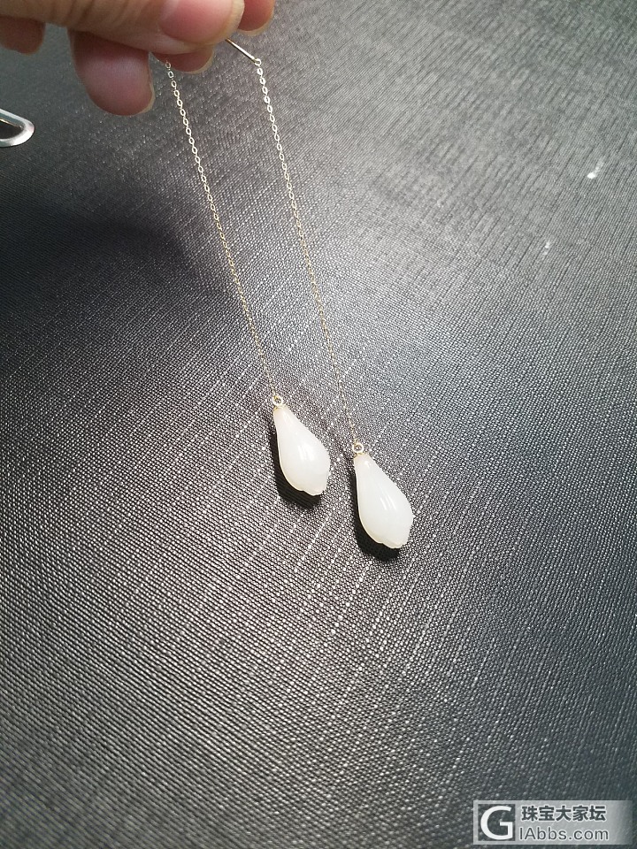 收到两对玉耳线_耳线白玉