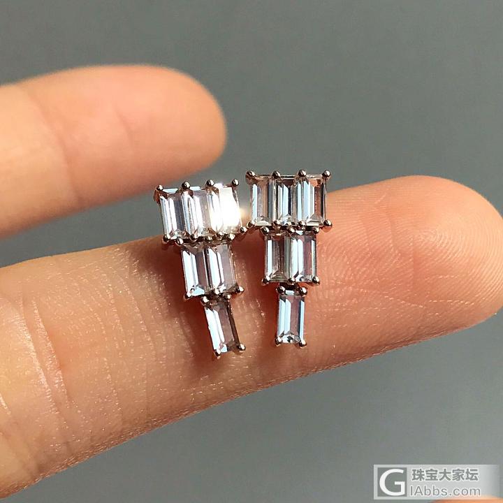 小冰块耳环_蓝宝石耳环