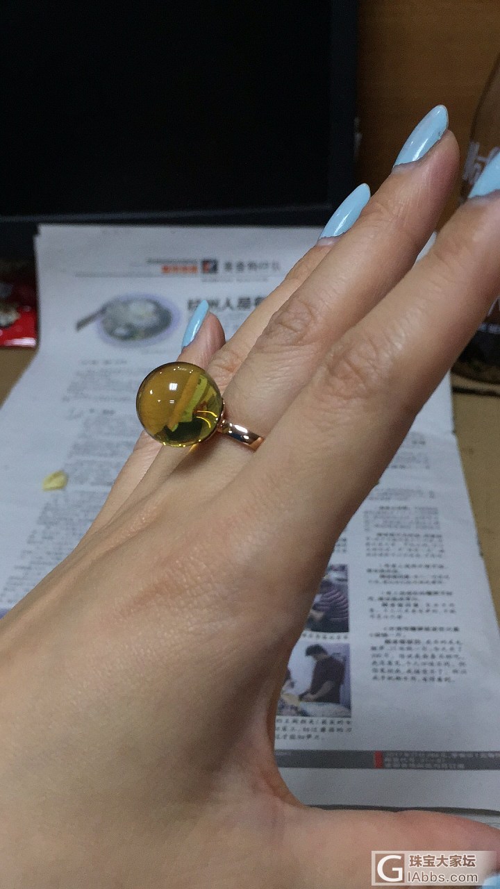 新入的墨西哥蓝珀戒指_戒指蓝珀