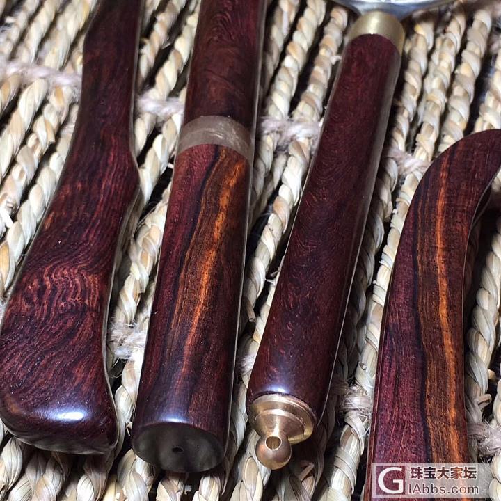海黄茶具六件套霸王岭老料紫油梨，瘤疤花纹理山水纹手柄厚实_海南黄花梨茶具