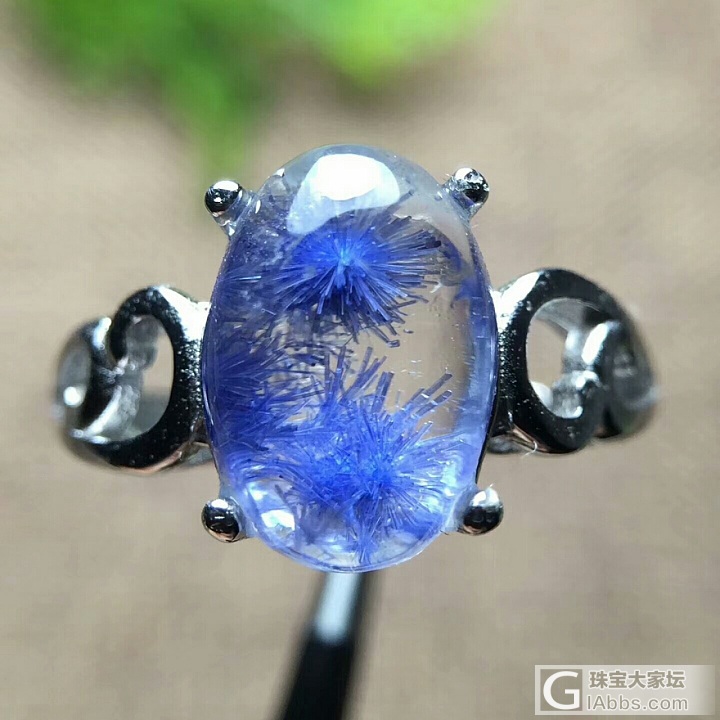 【极品蓝发晶戒指】天然水晶蓝发晶 稀有太阳花蓝发 ！了解的都知道 蓝发晶有多稀有..._戒指发晶