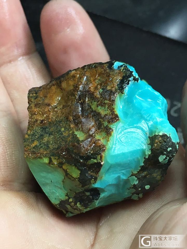 松石貔貅 自开料，很有意思_原石松石