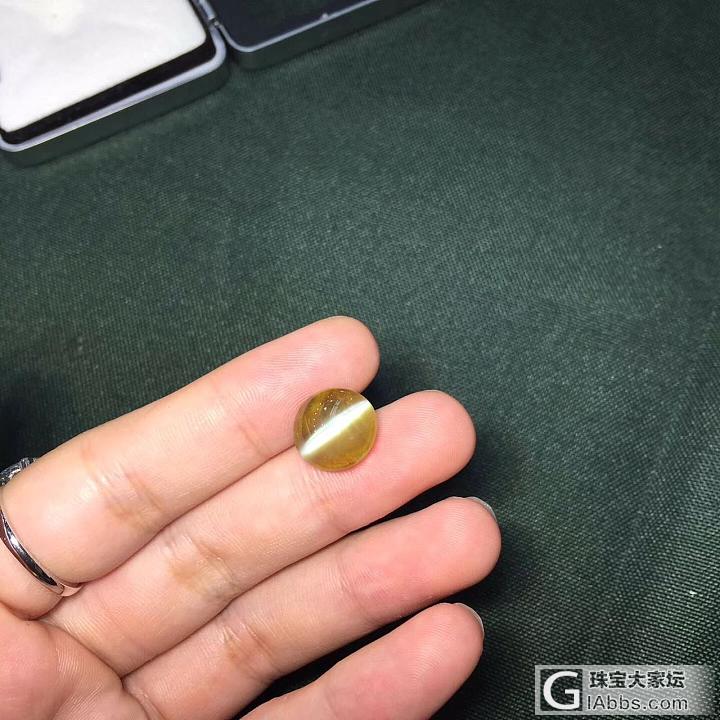 斯里兰卡蜜糖色金绿猫眼 [愉快]看得见的品质 线条流畅清晰 带GRS成品证书_蛋面猫眼