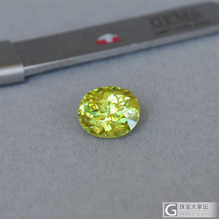 4.15ct 非洲 金绿色 璀璨 七彩 高色散 椭圆 天然 榍石 Sphene_刻面宝石榍石