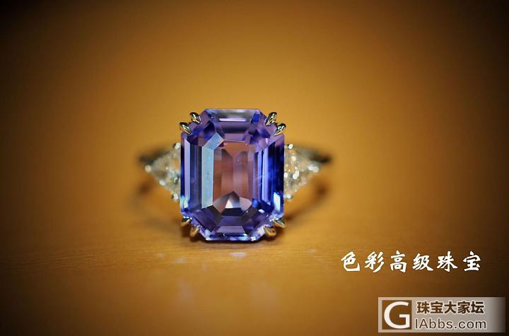 紫色蓝宝石钻戒，简单镶嵌也很好看_戒指蓝宝石
