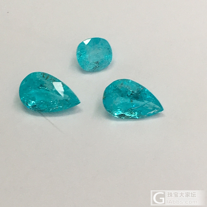 这一套巴西霓虹蓝paraiba，大家鉴赏哈_刻面宝石碧玺