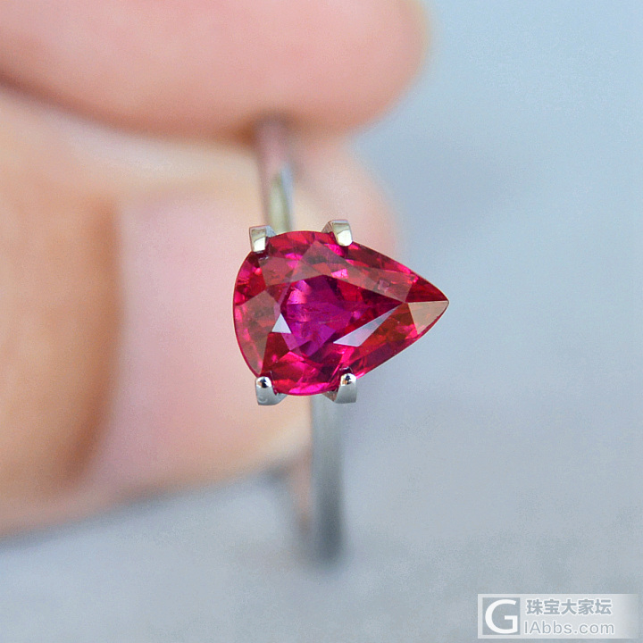 1.52ct 非洲 浓艳 紫红 水滴 Rubellite 红宝碧玺 卢比来 吊坠_刻面宝石碧玺