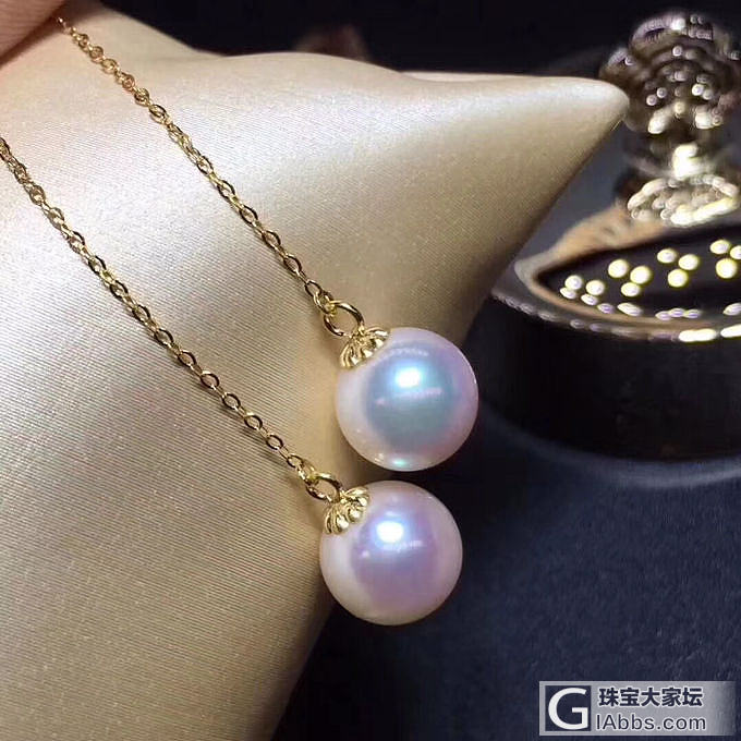 高品质akoya海水珍珠耳线！
7.5-8mm 强光正圆    完美无睱    ..._海水珍珠耳线