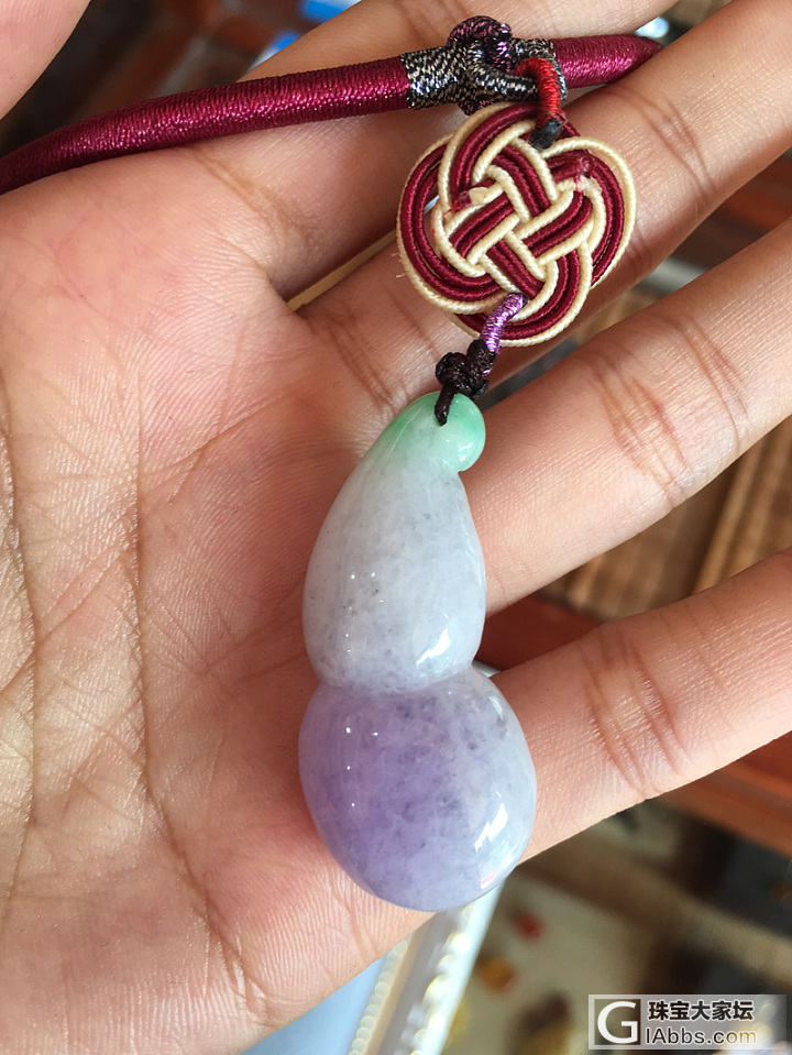 【双色】天然老坑春彩翡翠宝葫芦 葫芦肚红紫 嘴俏阳绿 清爽水润_吊坠翡翠