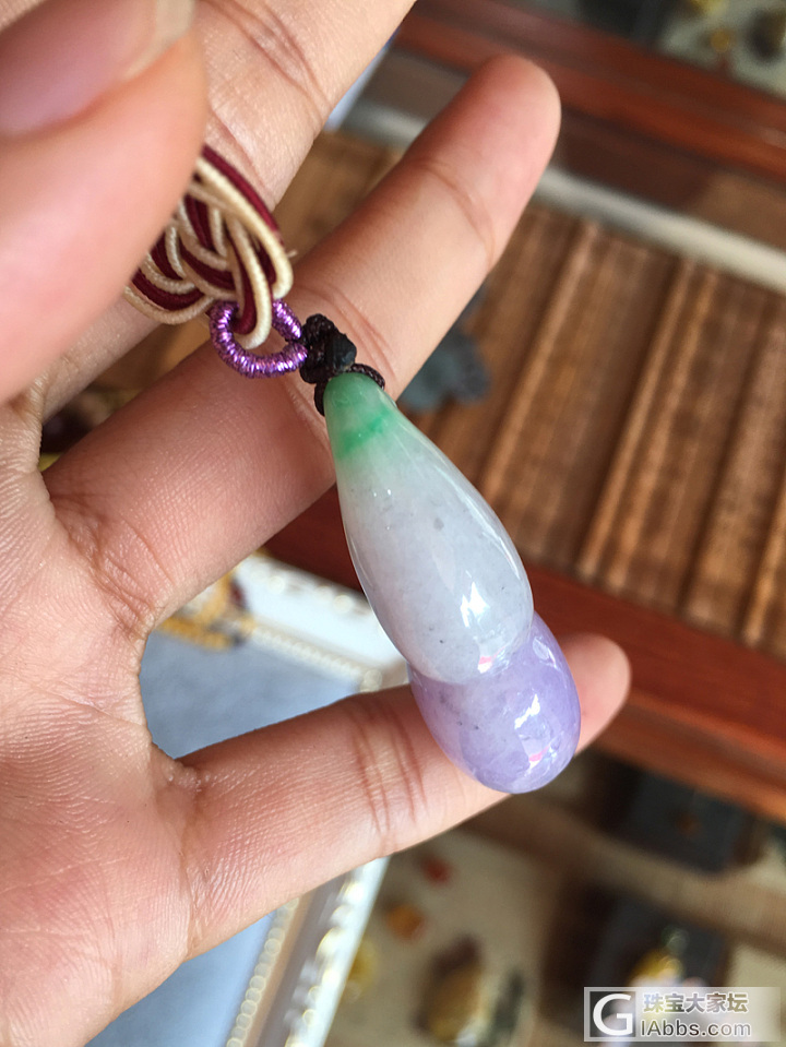 【双色】天然老坑春彩翡翠宝葫芦 葫芦肚红紫 嘴俏阳绿 清爽水润_吊坠翡翠